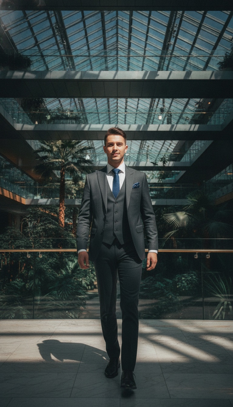 Consistent character in a glass atrium