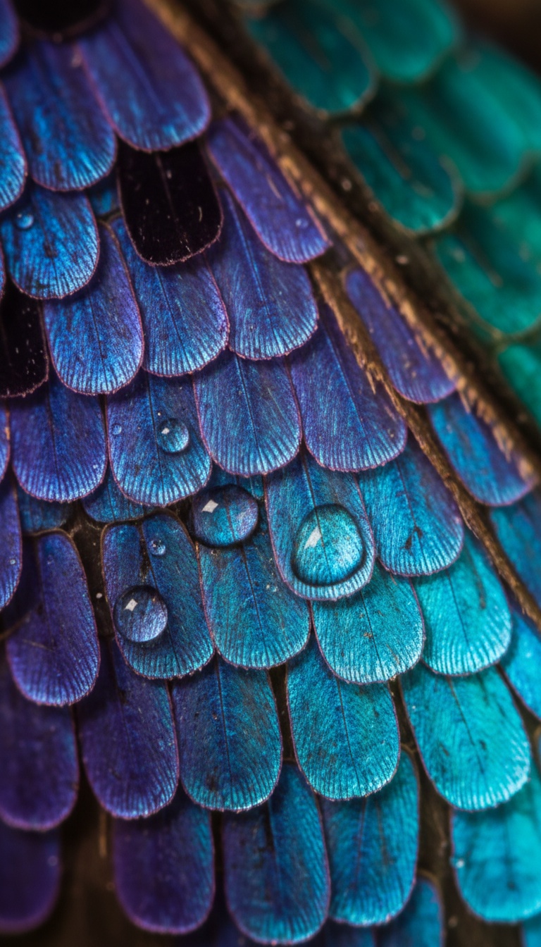 Macro iridescent butterfly wing scales