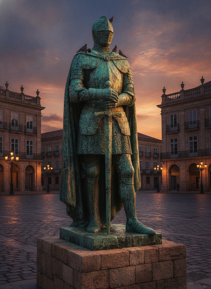 Bronze knight statue