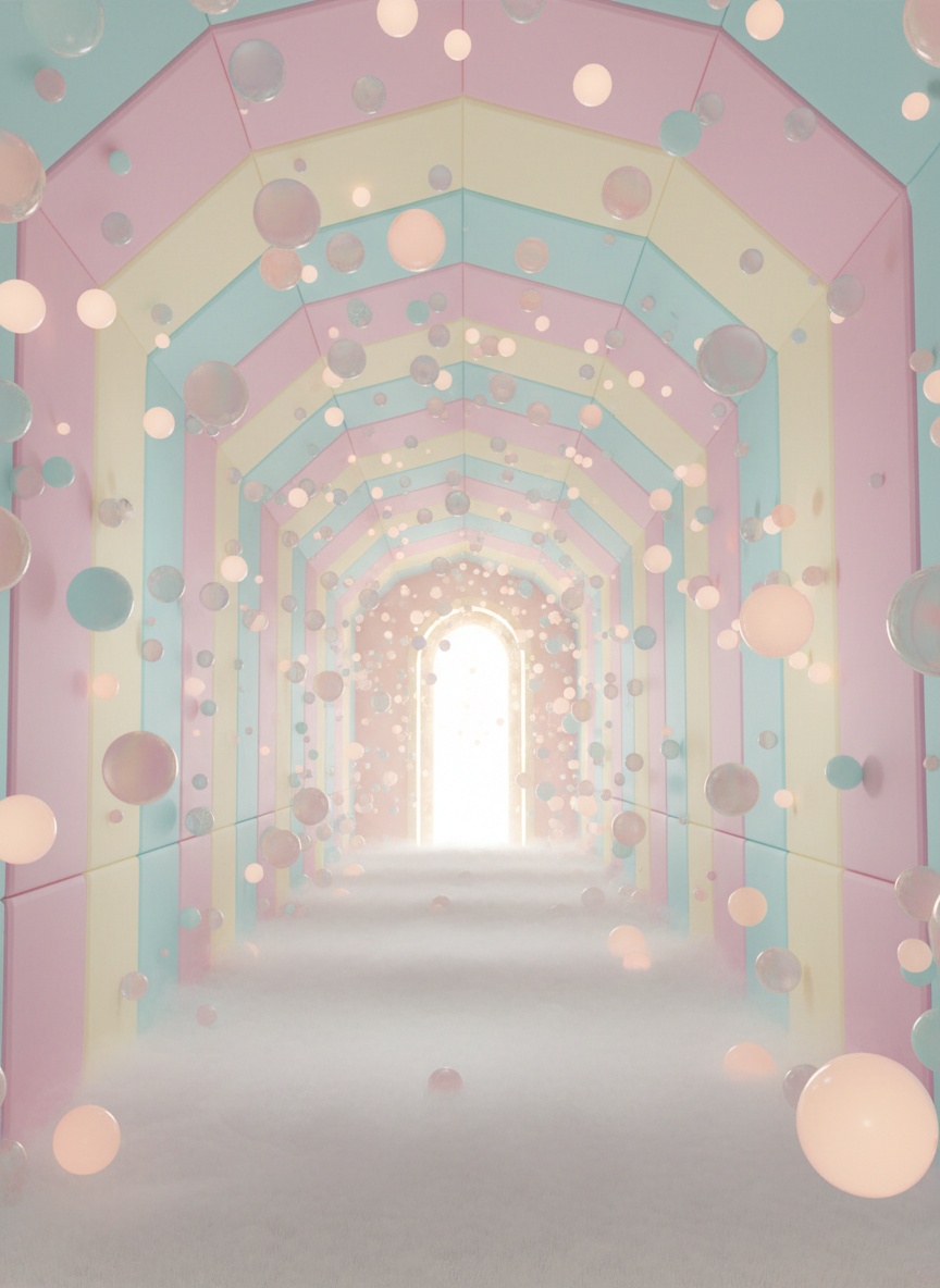 Dreamcore pastel hallway