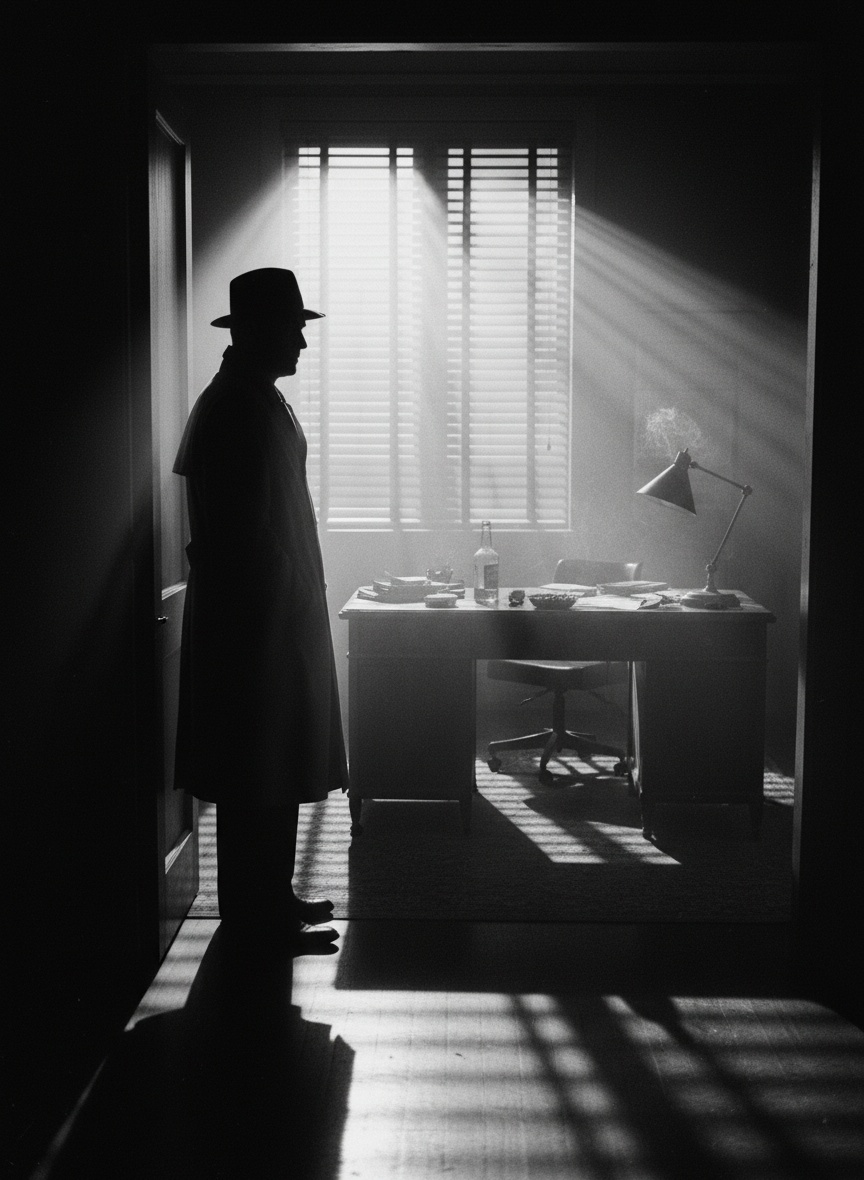 Film noir detective silhouette